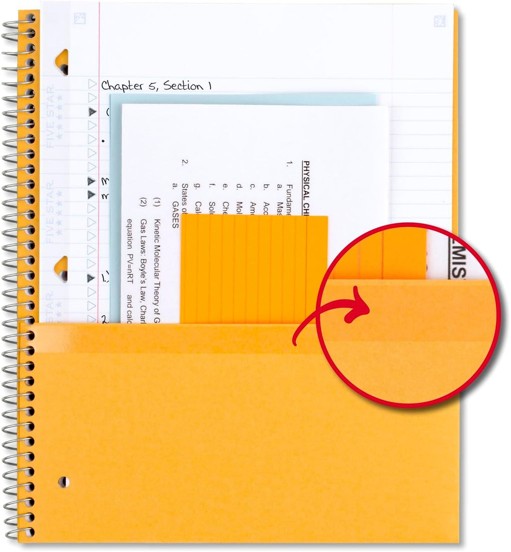 Five Star Spiral Notebook + Study App, 6 Pack, 5 Subject, College Ruled Paper, Fights Ink Bleed, Water Resistant Cover, 8-1/2" x 11", 200 Sheets, Assorted Colors (73793)