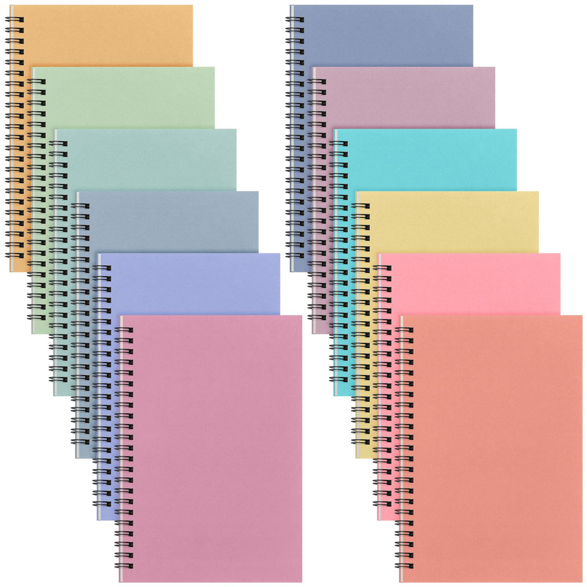 Fuutreo 12 Pcs Spiral Notebook for Work, 8.3 x 5.7 Office Color,Classic