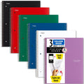 Five Star Spiral Notebook + Study App, 3 Pack, 3 Subject, College Ruled Paper, Fights Ink Bleed, Water Resistant Cover, 8-1/2" x 11", 150 Sheets, Green, Red, Blue (820193)
