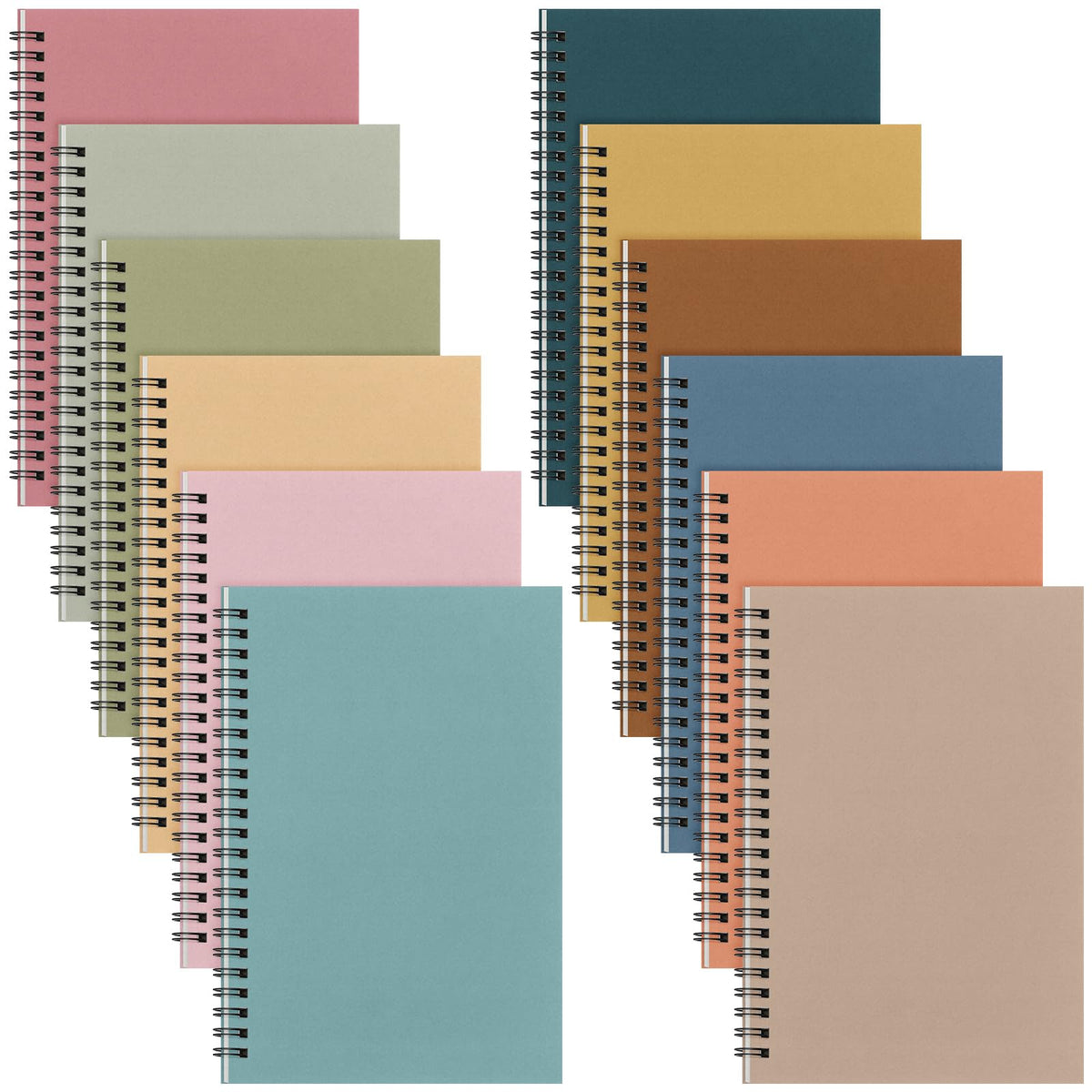 Fuutreo 12 Pcs Spiral Notebook for Work, 8.3 x 5.7 Office Color,Classic