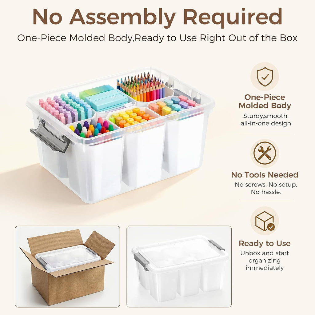 Citylife 17QT Craft Organizers and Storage bins with Lids, Marker Organizer