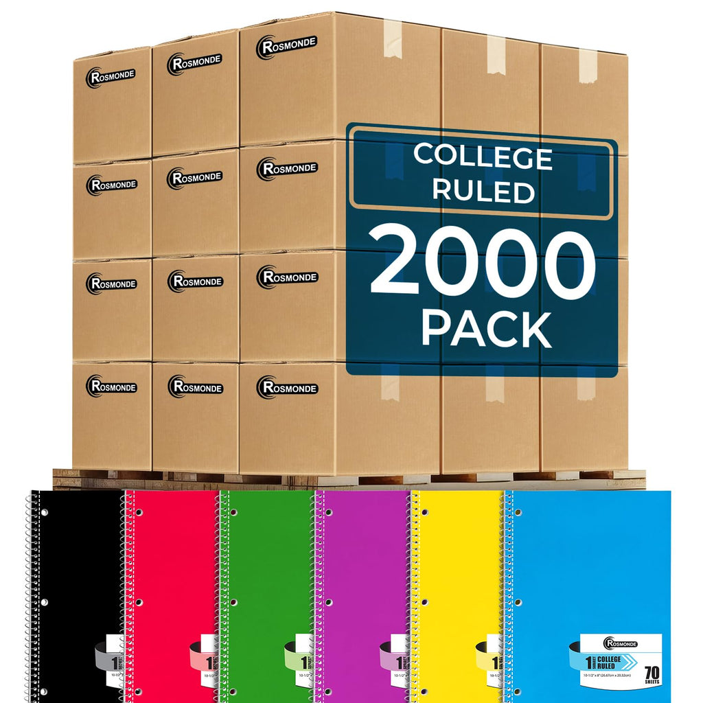 Rosmonde Spiral Notebook, 12 Pack, 1 Subject, College Ruled, 70 Sheets