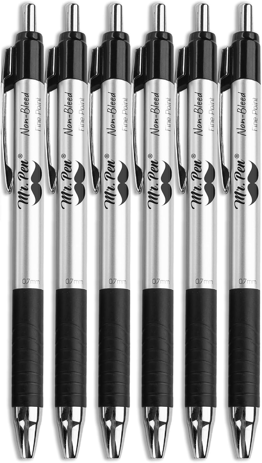 Mr. Pen- Retractable Bible Journaling Pens, 6 Pack, Black Ink