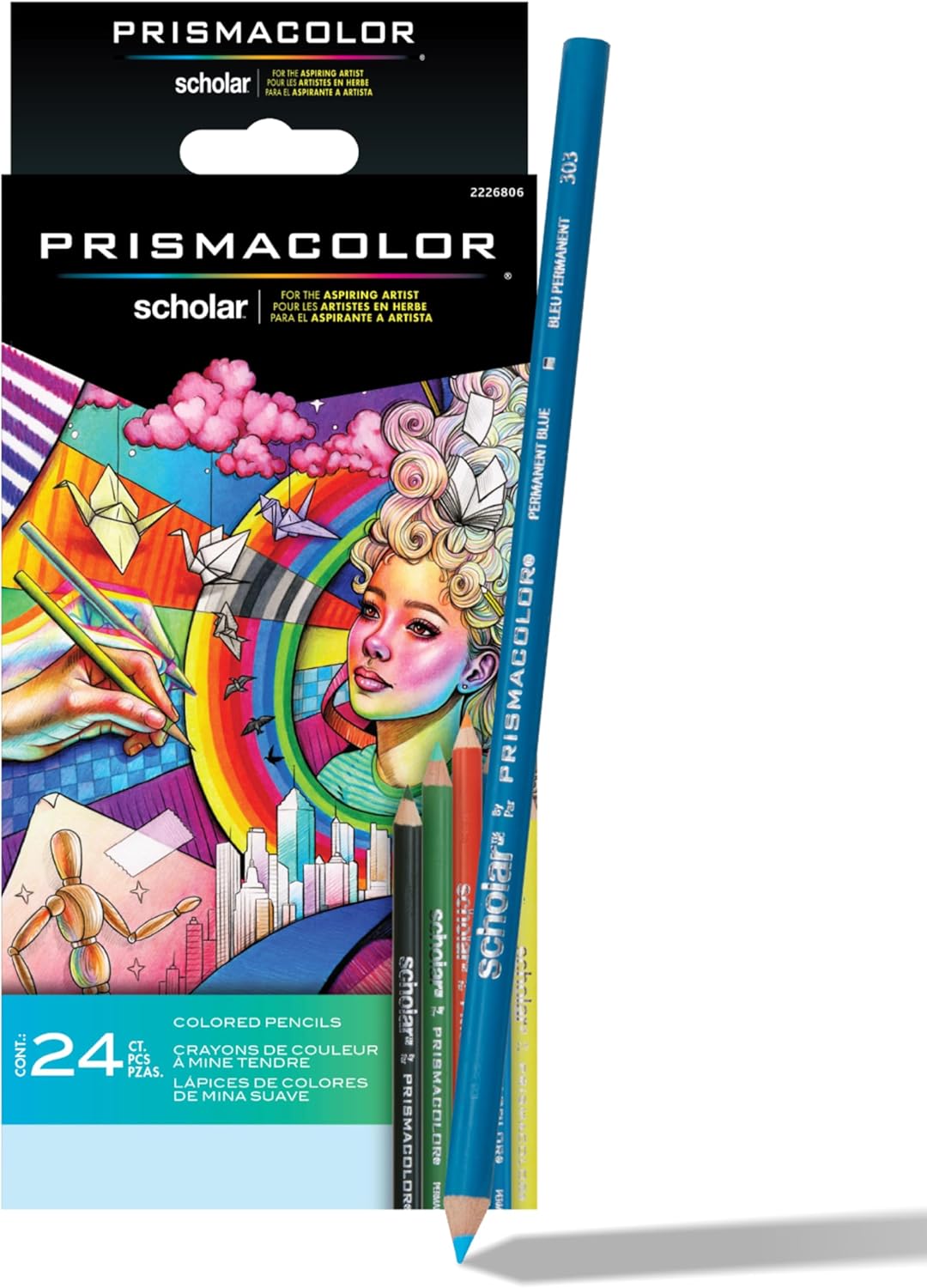 Prismacolor Scholar Colored Pencils, Assorted Colors, 24 Count - Perfect for Sketching, Drawing, Coloring