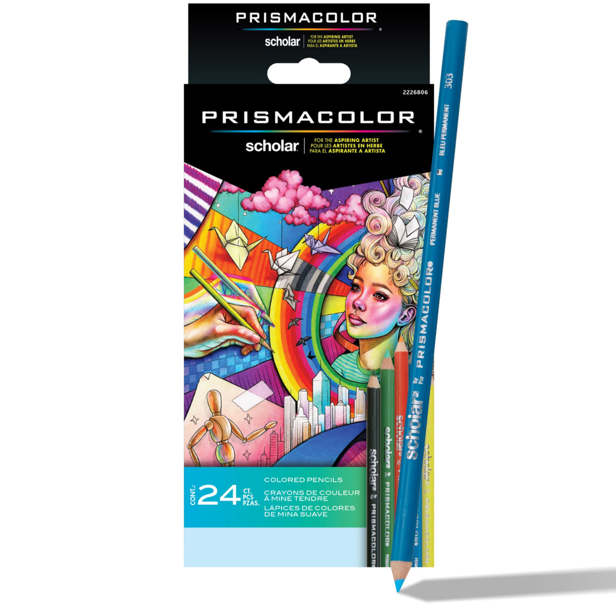 Prismacolor Scholar Colored Pencils, Assorted Colors, 24 Count - Perfect for Sketching, Drawing, Coloring