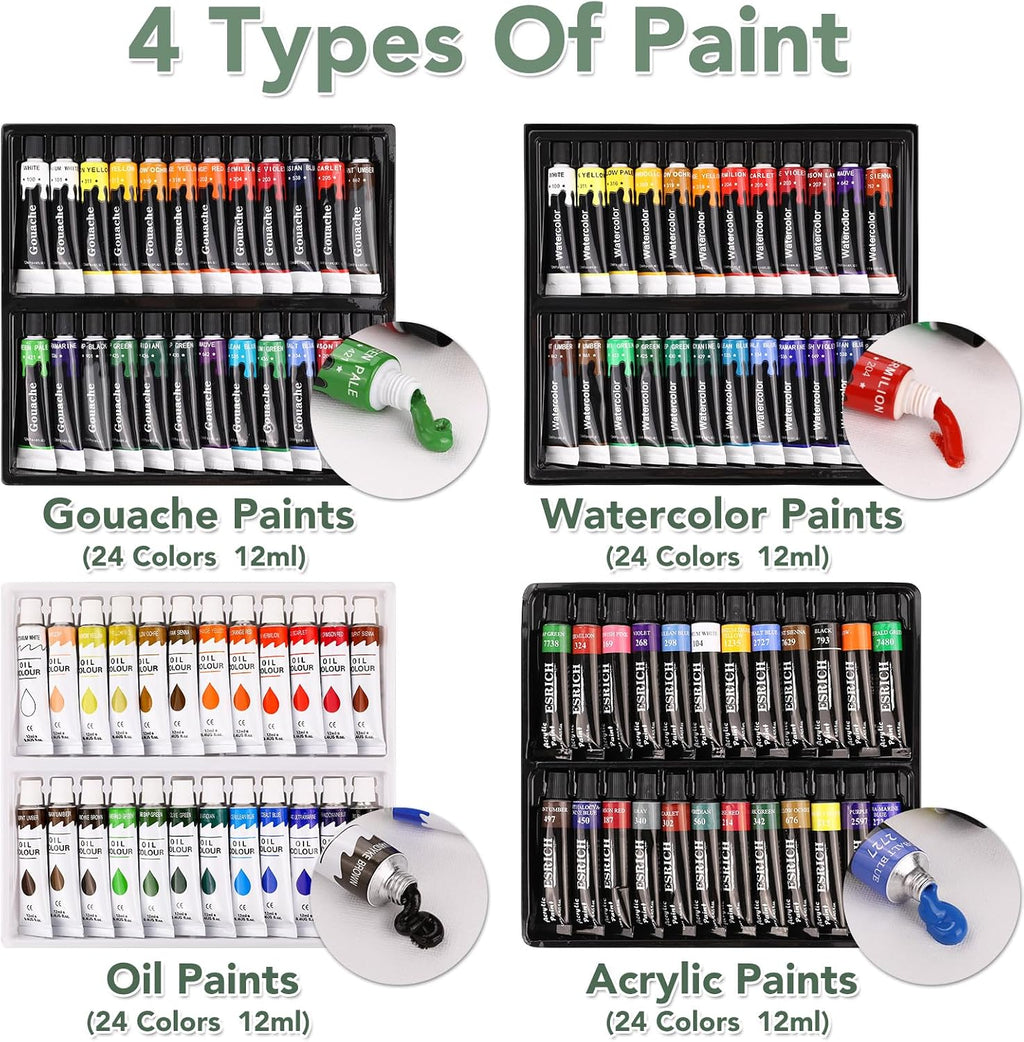 ESRICH 166 Pcs Deluxe Painting Set, Painting Supplies with 96 Paint