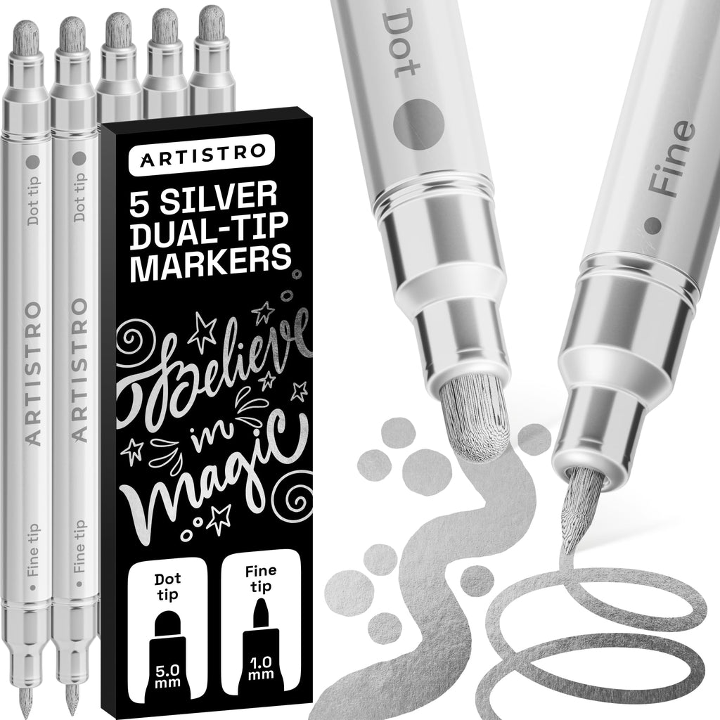 ARTISTRO Metallic Dual-Tip Acrylic Paint Marker Pens - Set of 24