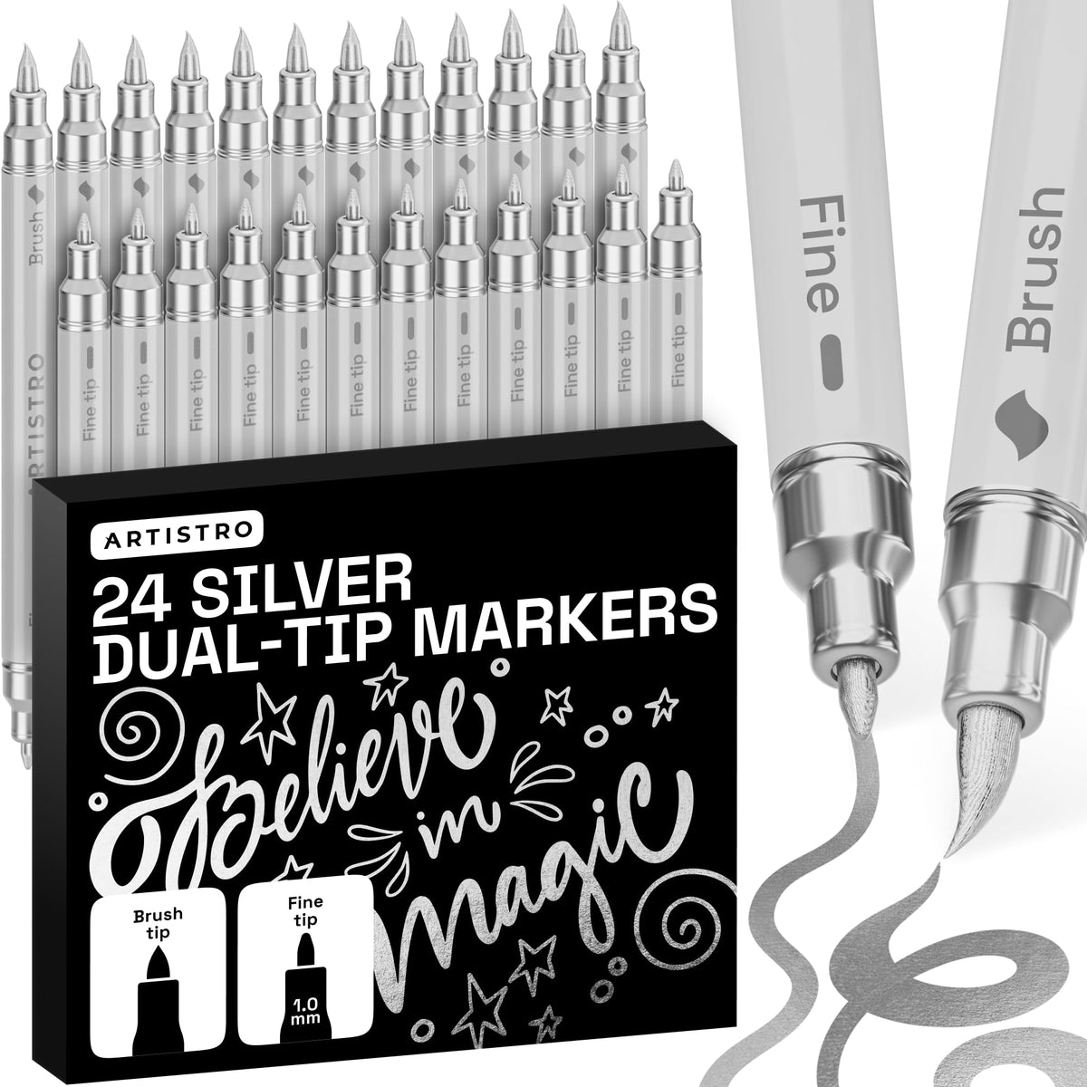 ARTISTRO 24 Skin Tones Dual-Tip Acrylic Paint Marker Pens for Drawing