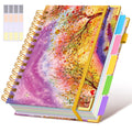 Hardcover Spiral Notebook journal with Removable Dividers Tabs, 300 Pages Leather 5 Subject Notebook College Ruled, 8"x10" Large B5 Notebooks for Work School Note taking, Lined Journal for Women,Black