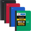 Five Star Composition Books + Study App, 4 Pack, College Ruled Paper, 9-3/4" x 7-1/2", 80 Sheets, Anti-Microbial, Black, Red, Green and Blue (850070A-ECM)