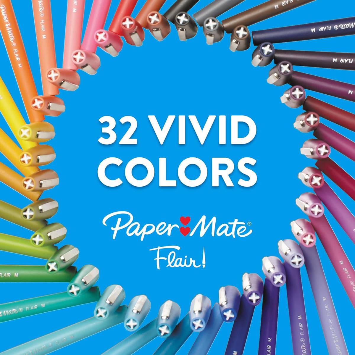 Paper Mate Flair Felt Tip Pens, Medium Point, Assorted Colors, 24 Count - Home, Office, Back to School, Teacher Supplies