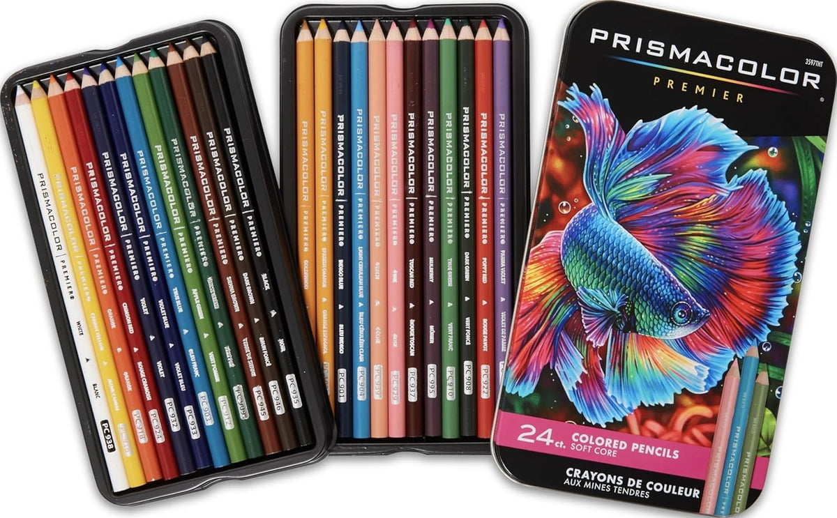 Prismacolor Premier Colored Pencils, Soft Core, Assorted Colors, 24 Count - Durable, Vibrant, Ultra-Smooth, Adult Coloring, Drawing, Sketching, Arts & Crafts