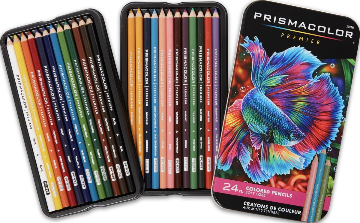 Prismacolor Premier Colored Pencils, Soft Core, Assorted Colors, 24 Count - Durable, Vibrant, Ultra-Smooth, Adult Coloring, Drawing, Sketching, Arts & Crafts
