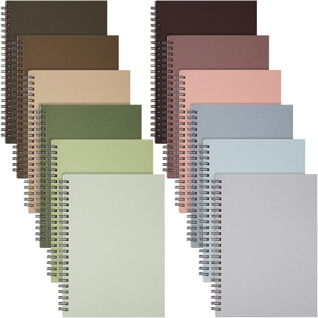 Fuutreo 12 Pcs Spiral Notebook for Work, 8.3 x 5.7 Office Color,Classic