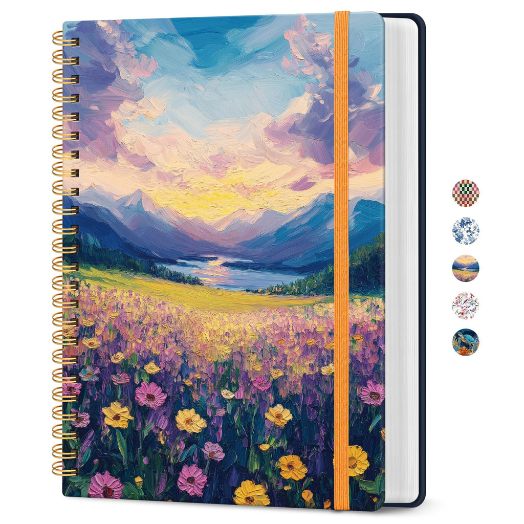 Taja Spiral Notebook for Work Thick Hardcover Lined Journal for Note Taking