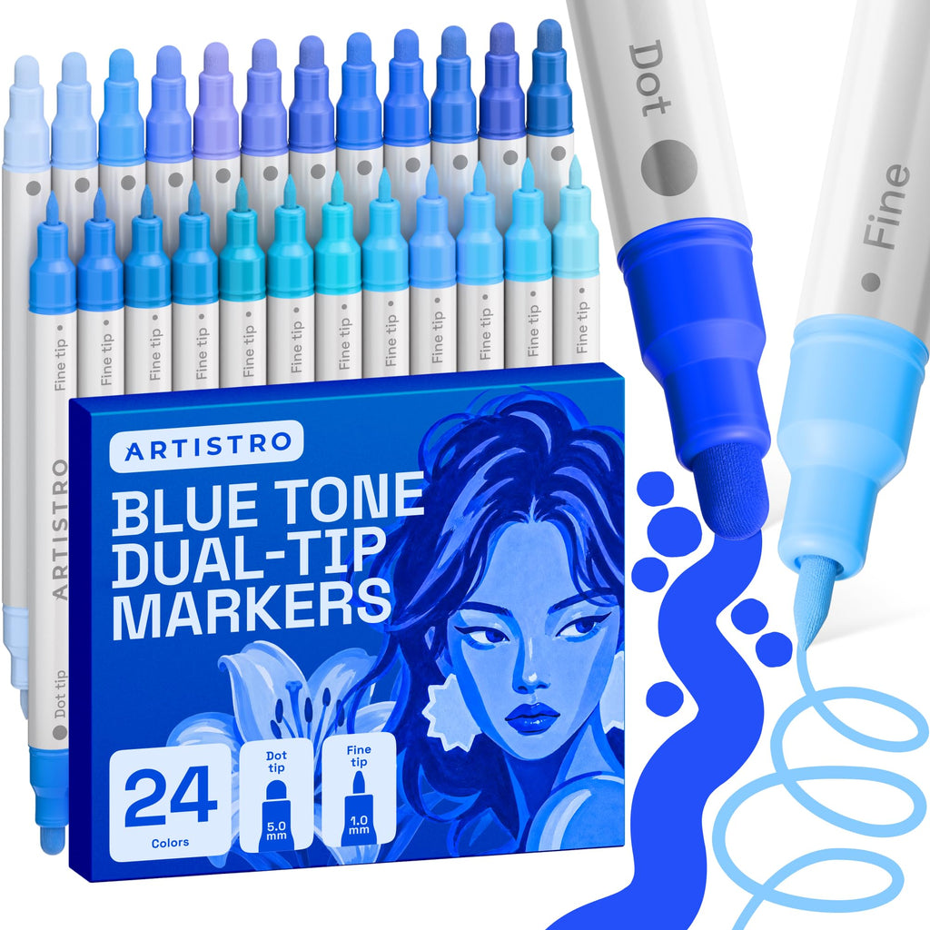 ARTISTRO Metallic Dual-Tip Acrylic Paint Marker Pens - Set of 24