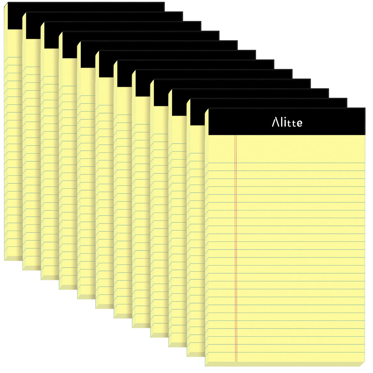 Alitte Legal Notepads 5x8, Pack of 12 - Perforated Narrow Ruled Writing Pad - Premium Thick Paper, No Ink Bleeding - Blank Legal Pads For Home, Office, School, Business - 50 Sheets Per Notebook