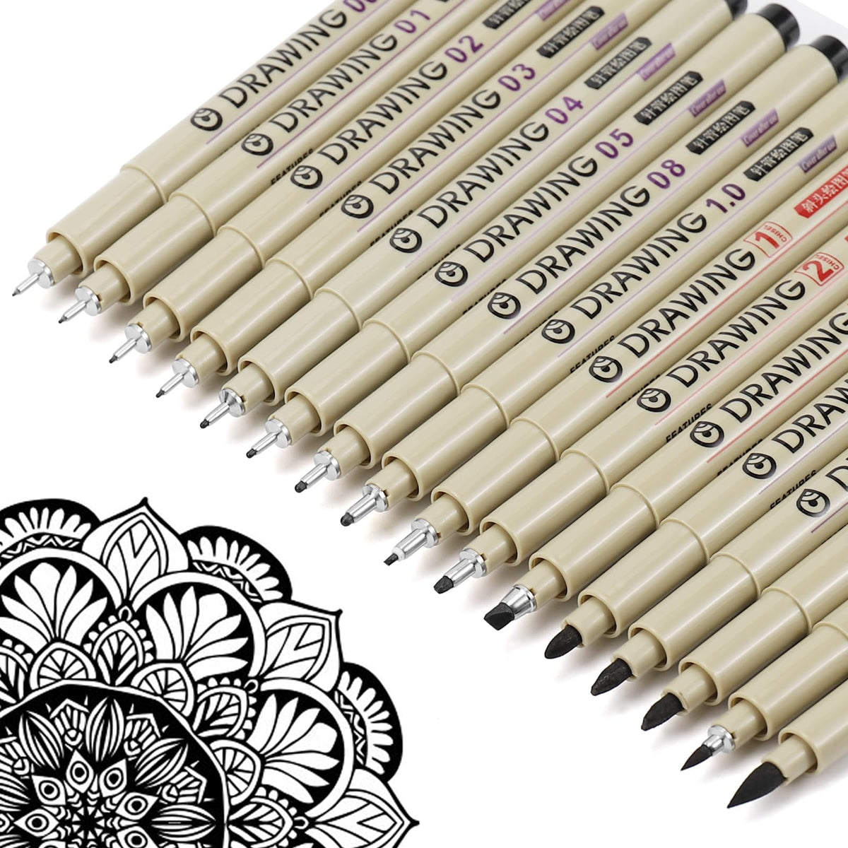 Muchcute Micro Fineliner Drawing Art Pens,12 Black Art Supplies Adult Craft
