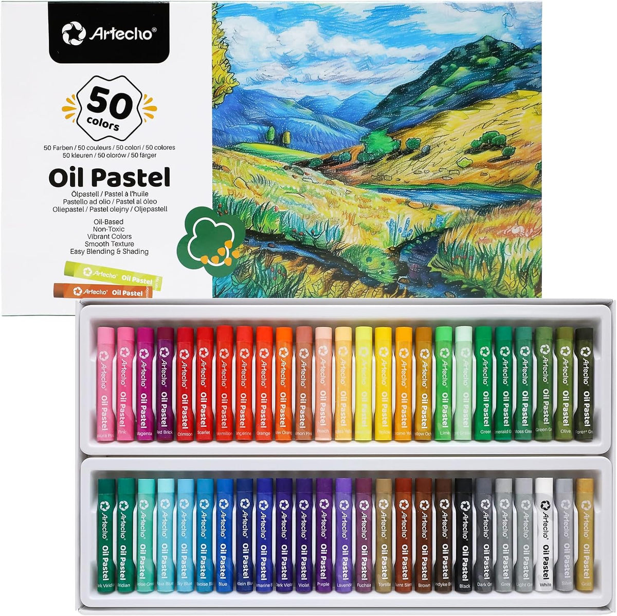 Artecho Oil Pastels Set of 50 Colors (8 x 60 mm)