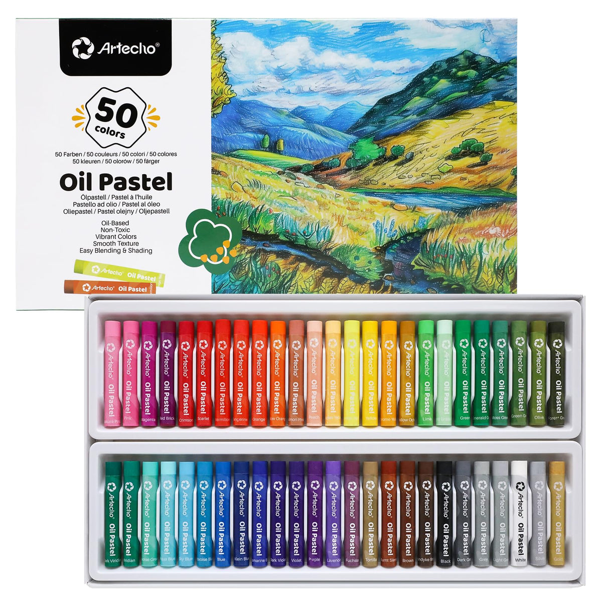Artecho Oil Pastels Set of 50 Colors (8 x 60 mm)