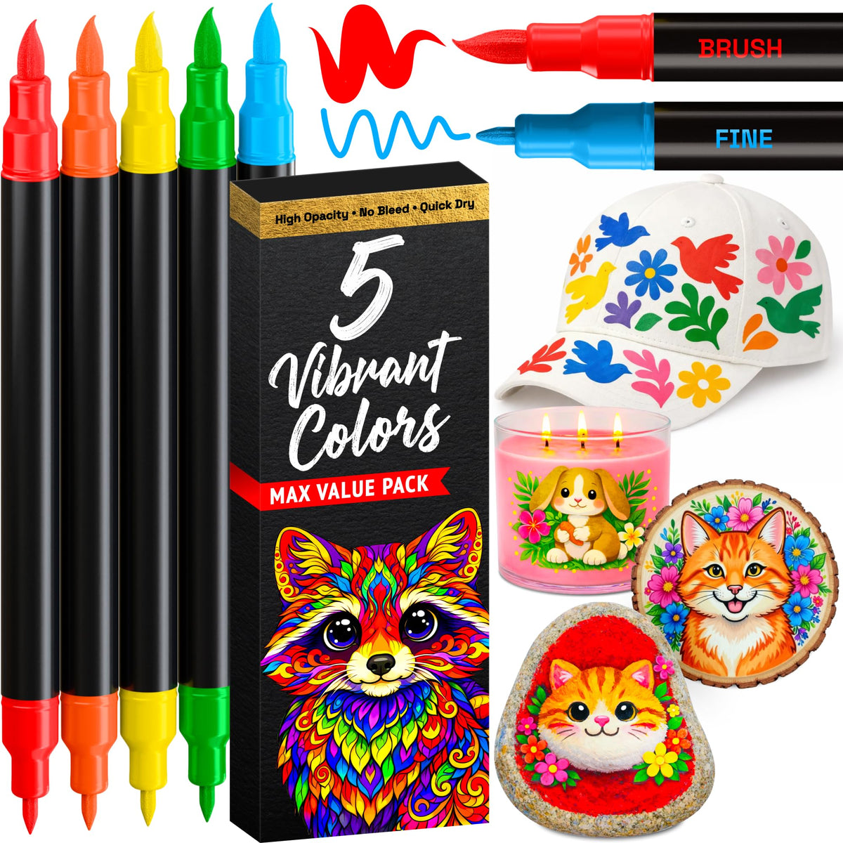 ARTISTRO 24 Metallic Dual-Tip Acrylic Paint Marker Pens for Drawing