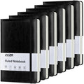ZCZN 6 Pack Lined Journal Notebooks for Work, 5.5x8.3 in, 192 Pages, Hardcover Leather A5 Journals for Writing, Diary & Travel, Ruled Journaling Notebooks for School, Office, Home (Brown*6)