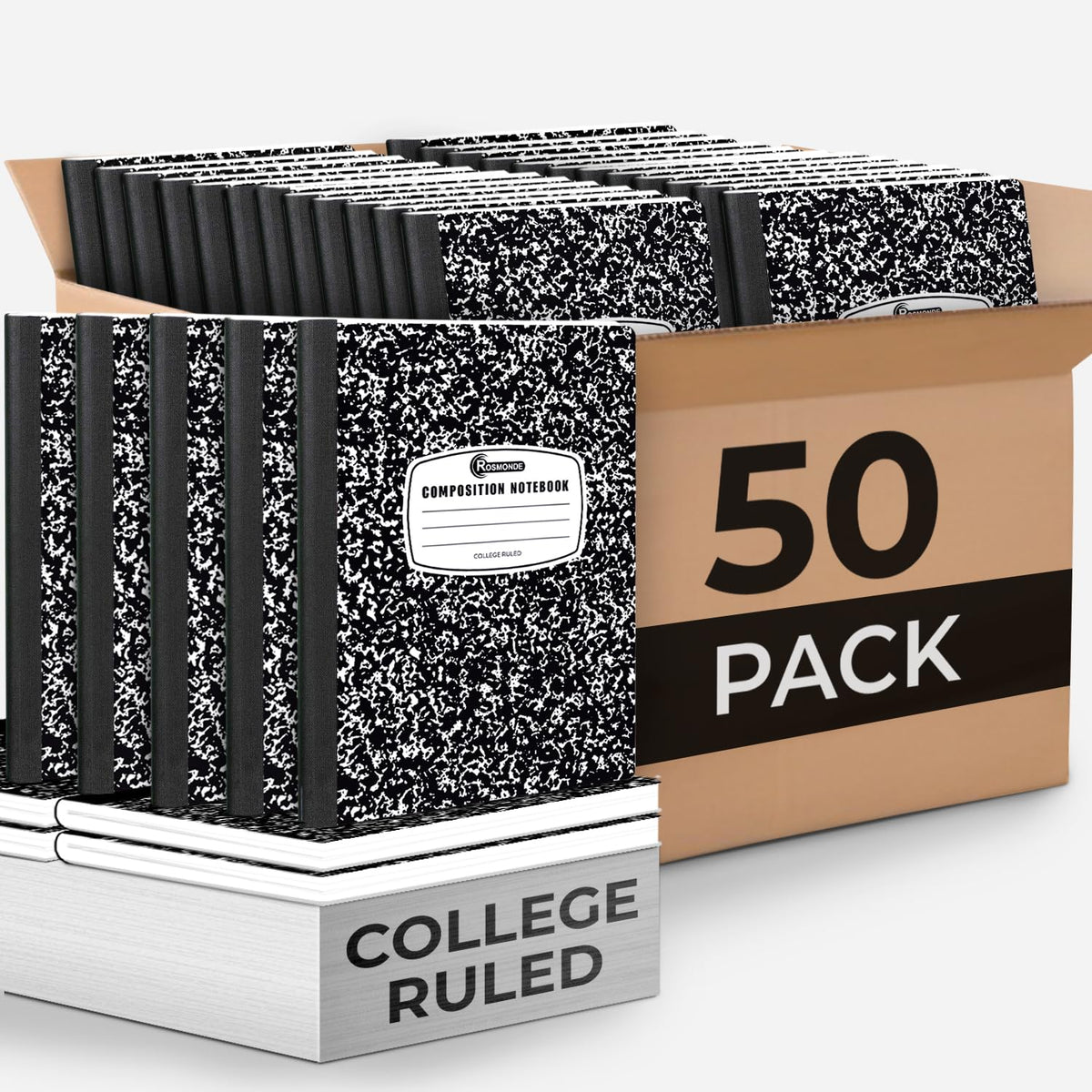 Rosmonde 5 Pack Composition Notebooks College Ruled, Color Marble Notebooks