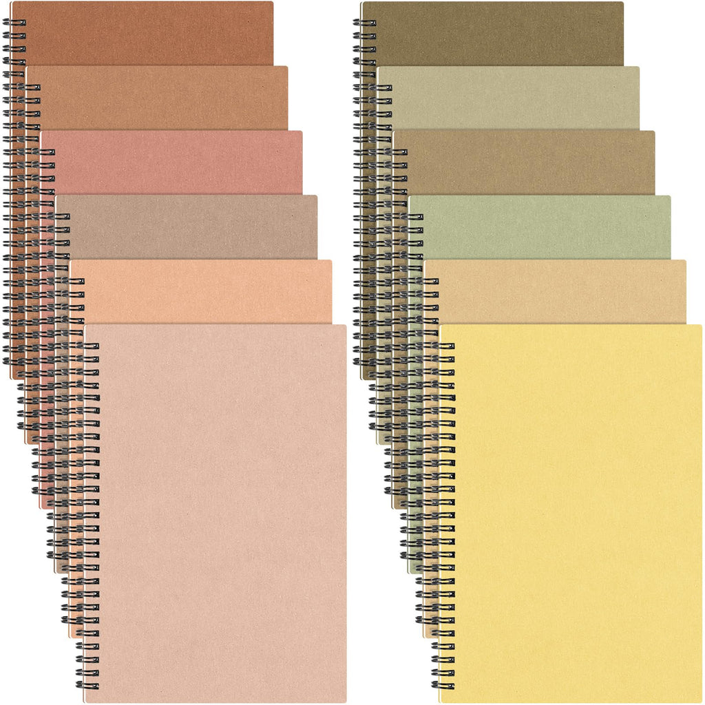 Fuutreo 12 Pcs Spiral Notebook for Work, 8.3 x 5.7 Office Color,Classic