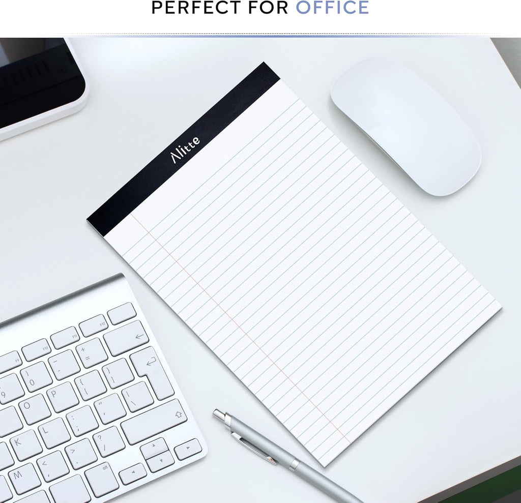 Alitte Legal Notepads 8.5 x 11, Pack of 12 - Perforated Wide Ruled Writing Pad - Premium Thick Paper, No Ink Bleeding - Blank Legal Pads For Home, Office, School, Business - 50 Sheets Per Notebook