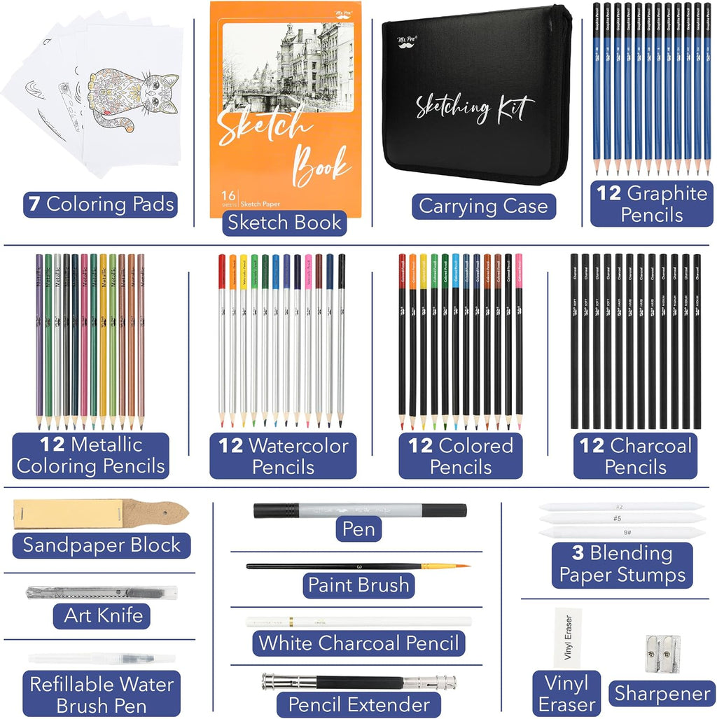 Mr. Pen- Drawing Set Sketching Kit, 81 Pack, Art Supplies with Sketchbook
