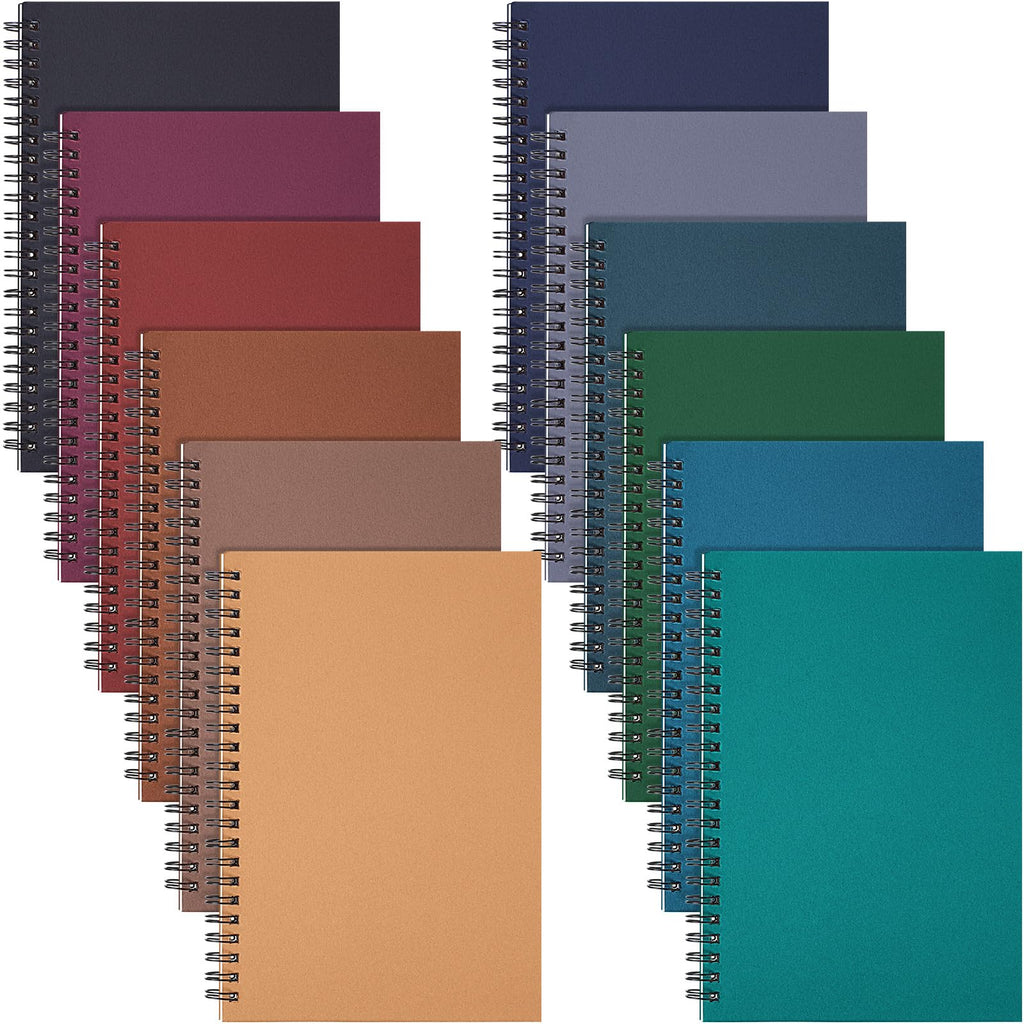 Fuutreo 12 Pcs Spiral Notebook for Work, 8.3 x 5.7 Office Color,Classic