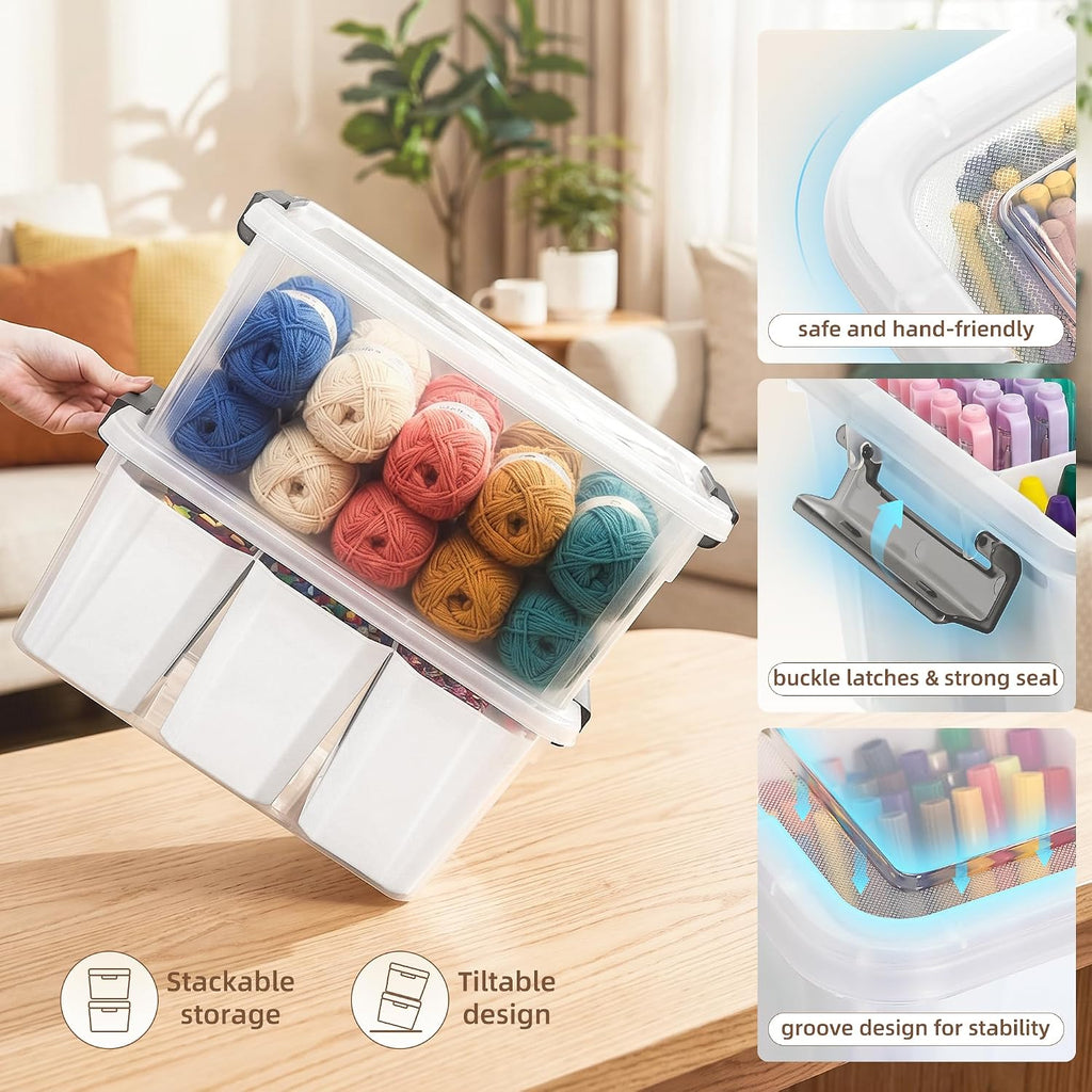 Citylife 17QT Craft Organizers and Storage bins with Lids, Marker Organizer
