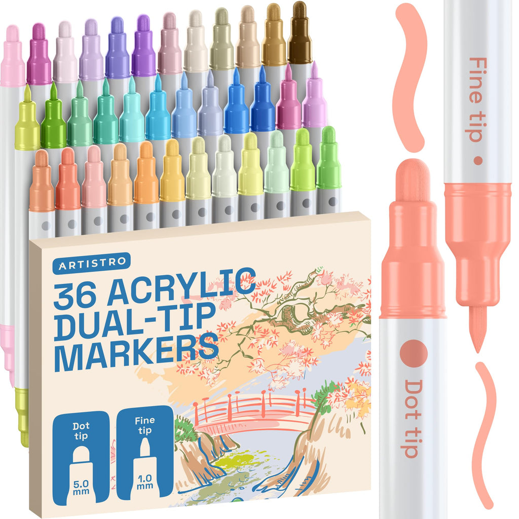ARTISTRO Metallic Dual-Tip Acrylic Paint Marker Pens - Set of 24