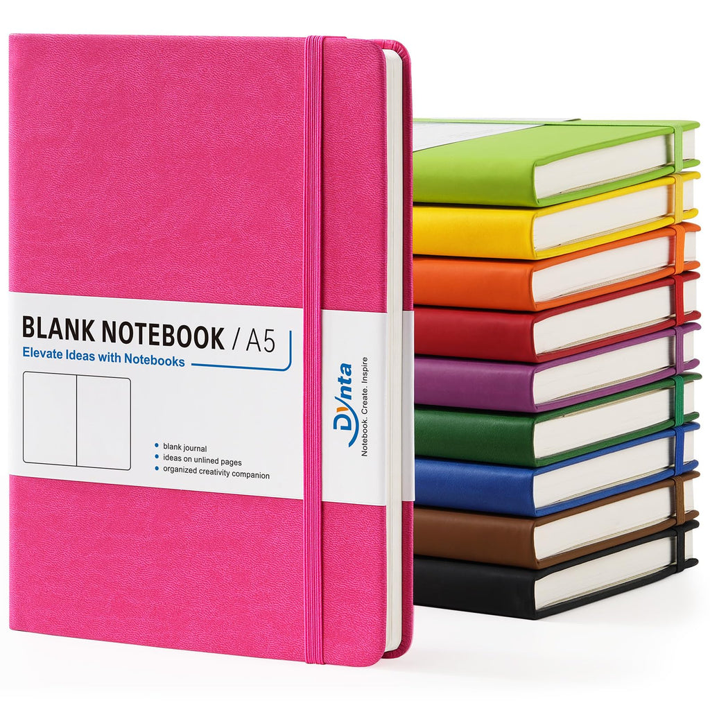 Dynta Hardcover Journal Notebooks A5 Lined 10 Journals Bulk for Writing
