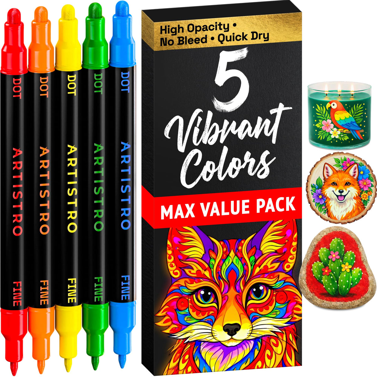 ARTISTRO Metallic Dual-Tip Acrylic Paint Marker Pens - Set of 24