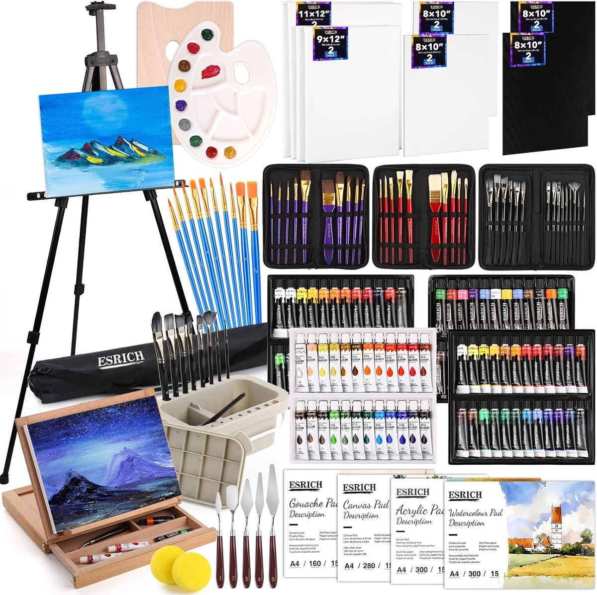 ESRICH 166 Pcs Deluxe Painting Set, Painting Supplies with 96 Paint