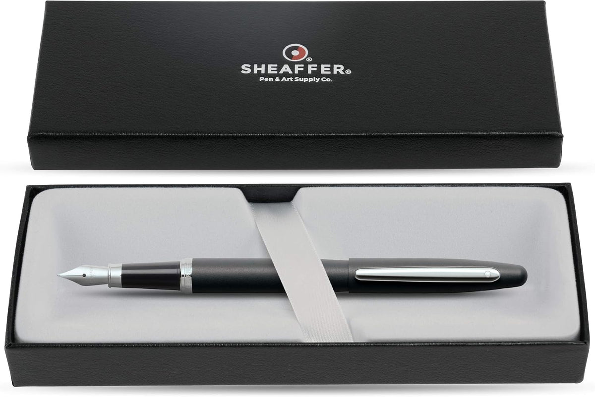 Sheaffer VFM Matte Black Fountain Pen with Chrome Trim and Fine Nib