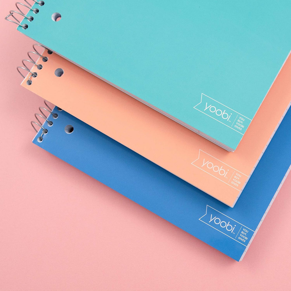 Yoobi College Ruled 3-Subject Notebooks, 3-Pack, 150 Sheets, 8x10.5in