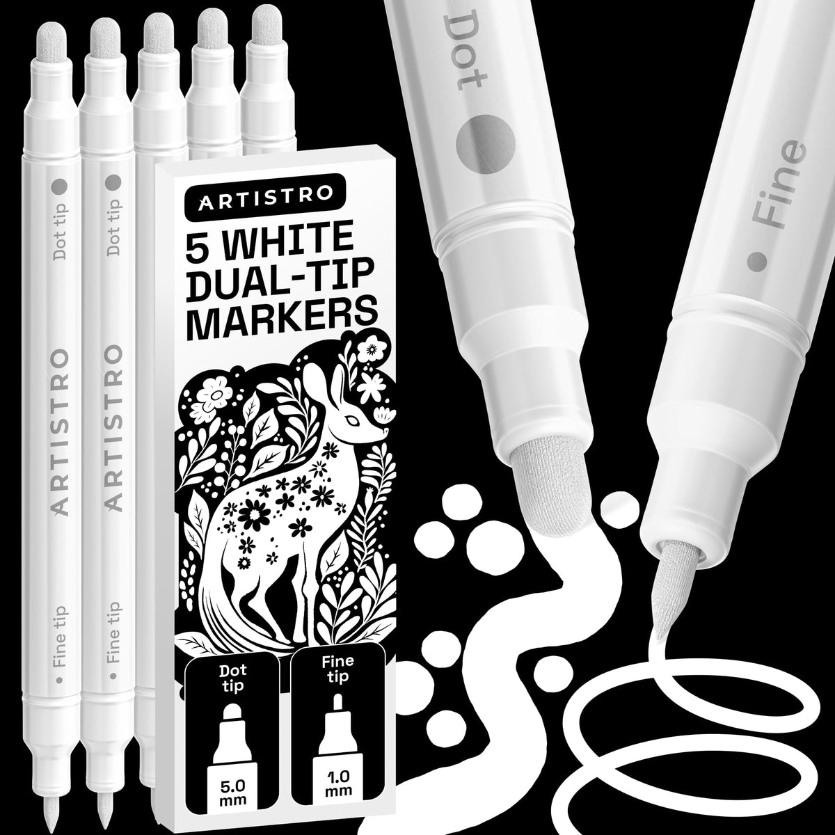 ARTISTRO Metallic Dual-Tip Acrylic Paint Marker Pens - Set of 24