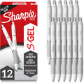 Sharpie S-Gel Gel Pens, Pearl White Body, Black Ink, Medium Point (0.7mm), 12 Count - For Journaling, Writing, Note-Taking, School, Office Supplies