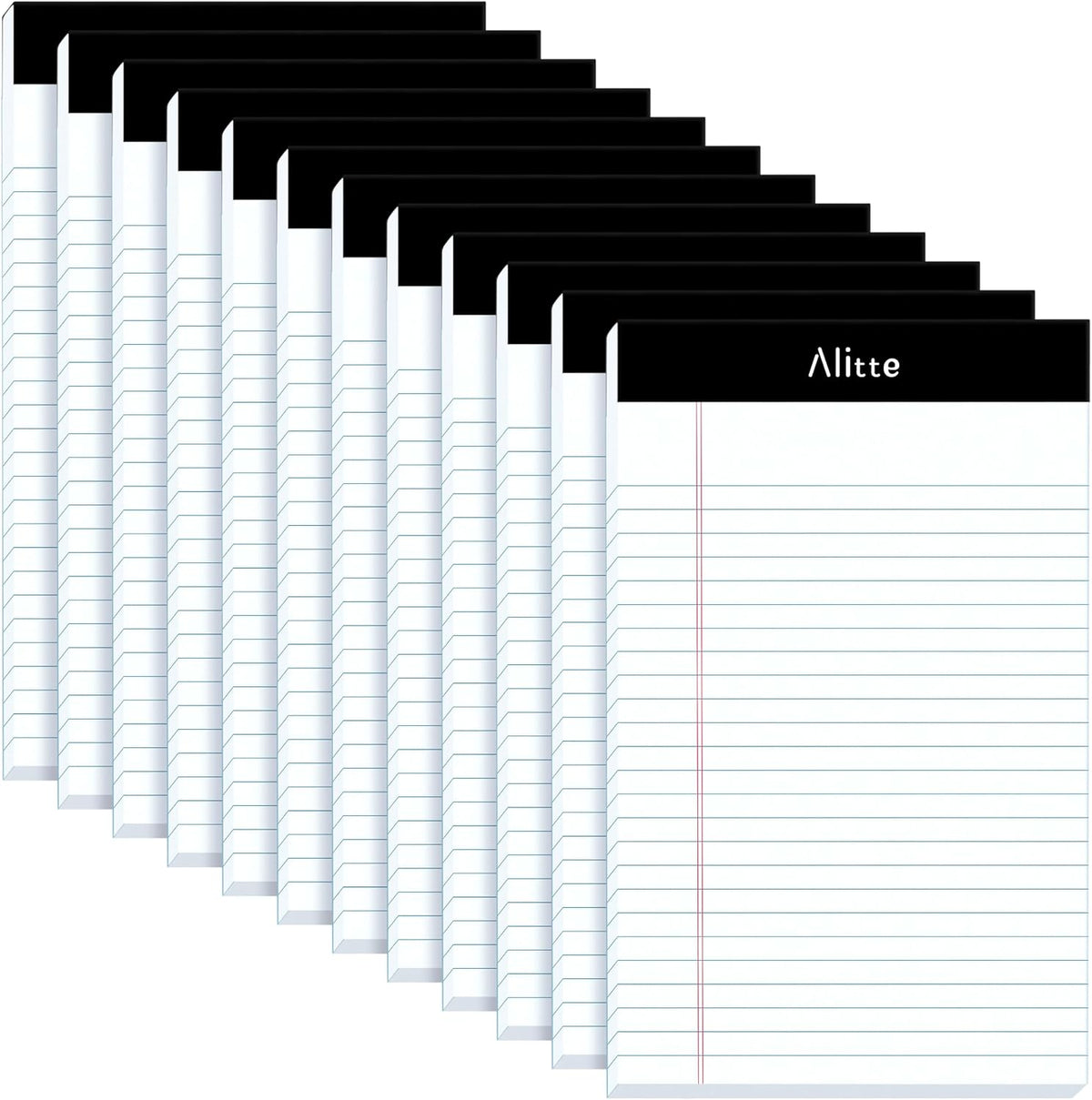 Alitte Legal Notepads 5x8, Pack of 12 - Perforated Narrow Ruled Writing Pad - Premium Thick Paper, No Ink Bleeding - Blank Legal Pads For Home, Office, School, Business - 50 Sheets Per Notebook