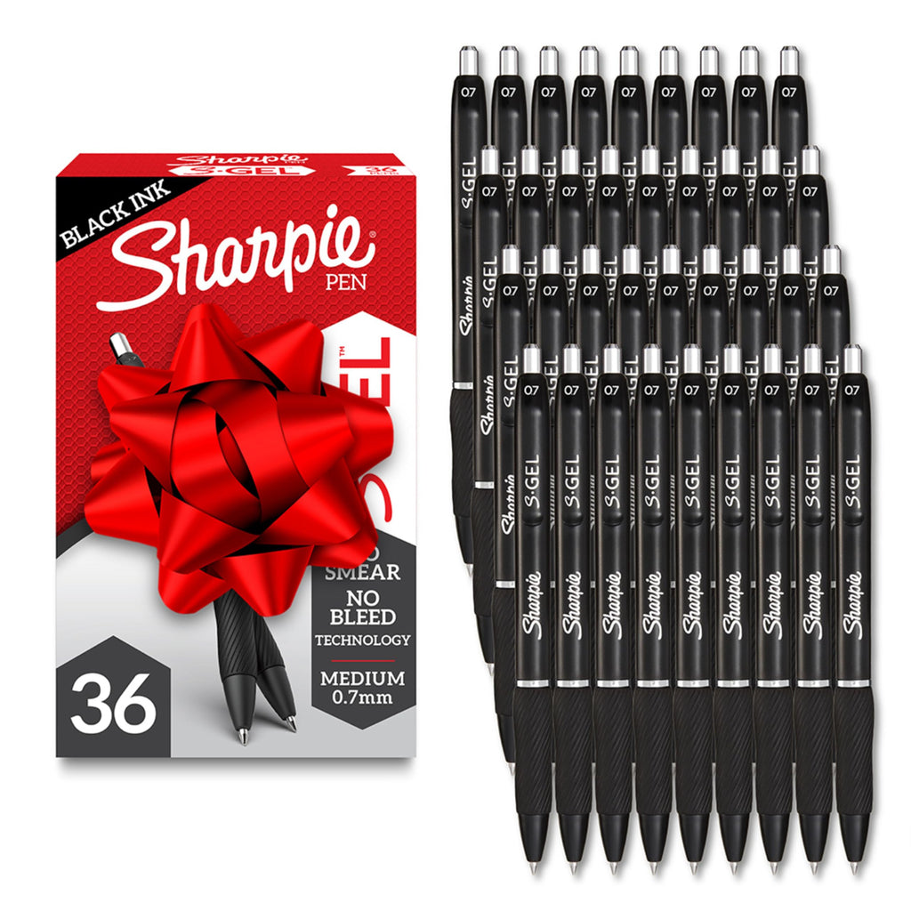Sharpie S-Gel Gel Pens, Black Barrel, Medium Point (0.7mm), Black Gel Ink, 12 Count - Home, Office, School, Journaling, Writing, Note-Taking, Teacher Supplies