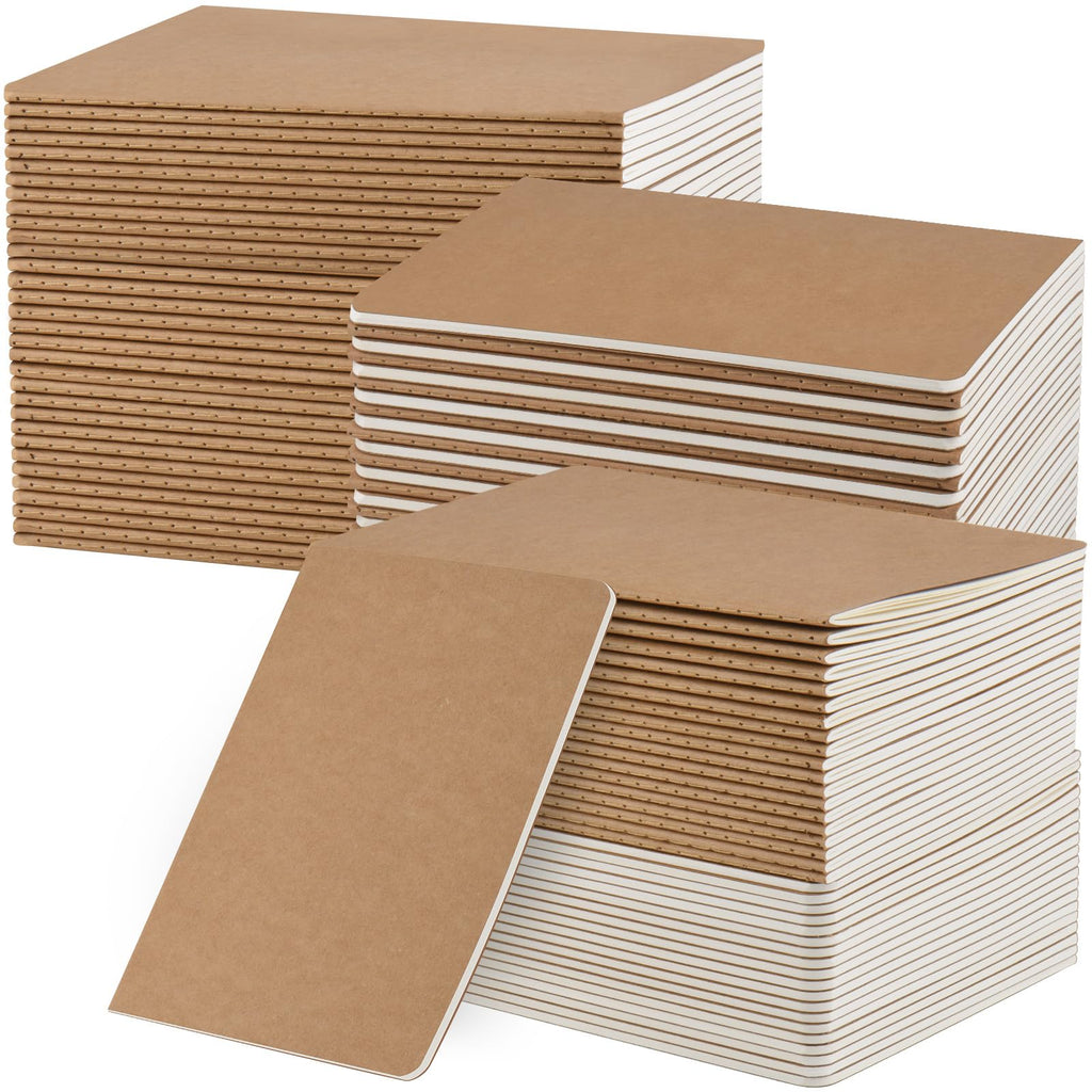 ZCZN 50 Pack A5 Kraft Notebooks Bulk, 8.15x5.5 Inches Lined Paper Journaling Notebooks, Notebooks for Work, Composition Notebooks for School, Journal Notebooks for Office, 60 Pages