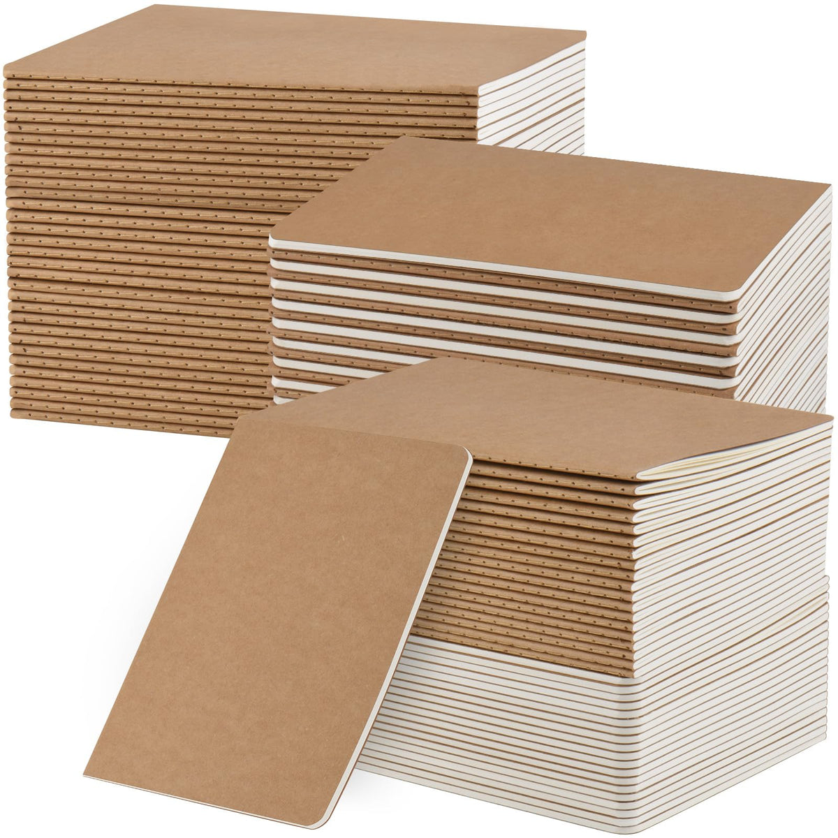 ZCZN 50 Pack A5 Kraft Notebooks Bulk, 8.15x5.5 Inches Lined Paper Journaling Notebooks, Notebooks for Work, Composition Notebooks for School, Journal Notebooks for Office, 60 Pages