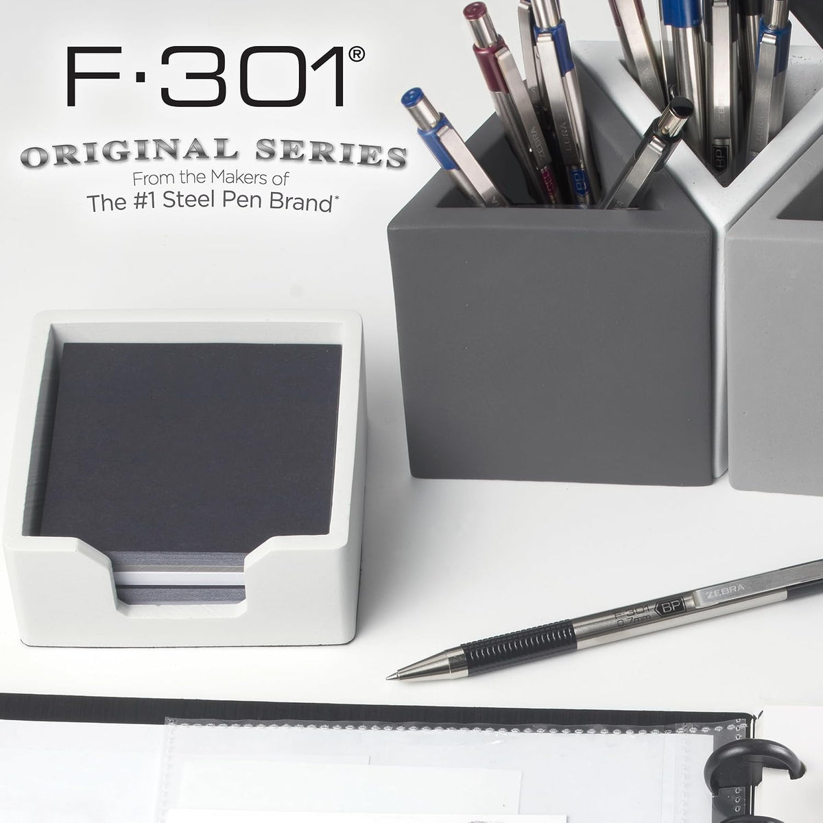 Zebra Pen STEEL F-301 Retractable Ballpoint Pen, Black Ink, 0.7mm, 4-Pack