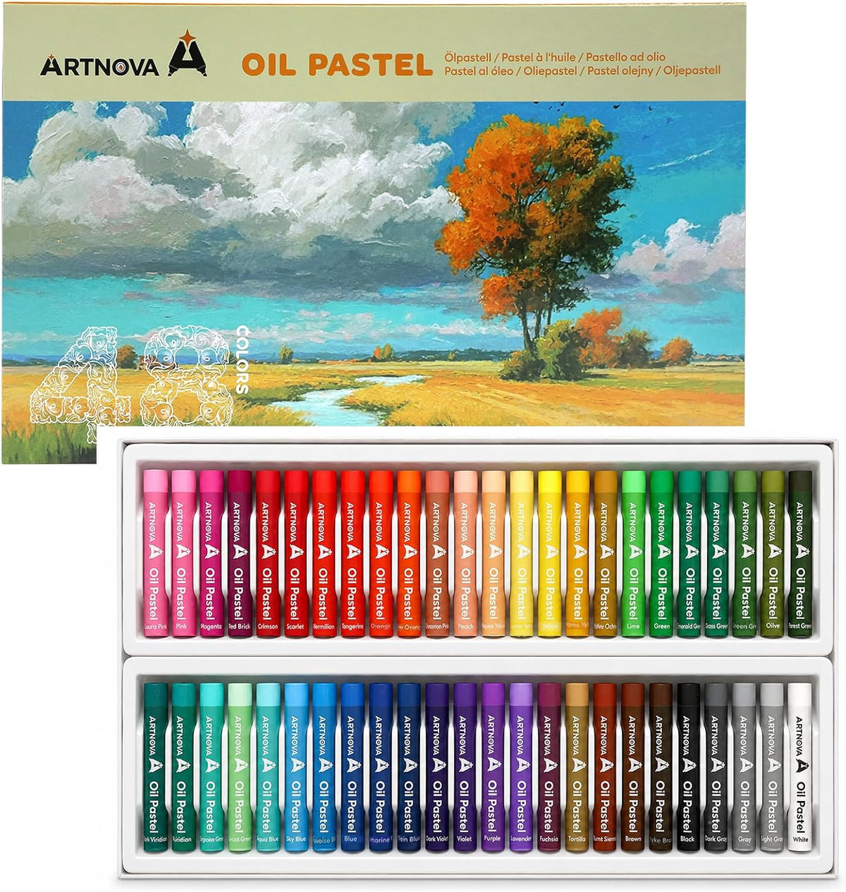 ARTNOVA Oil Pastels Set of 48 Colors (8 x 60 mm)