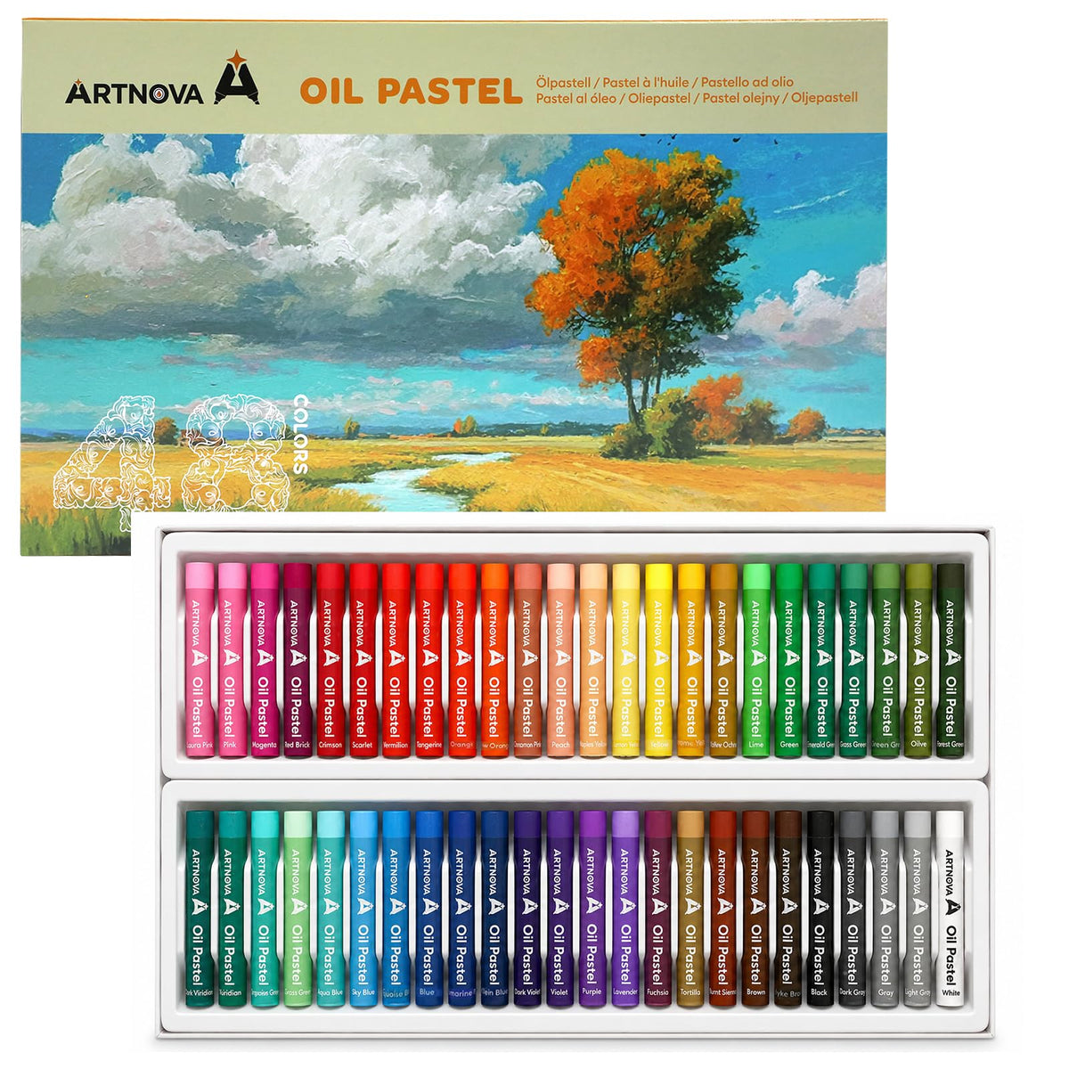 ARTNOVA Oil Pastels Set of 48 Colors (8 x 60 mm)