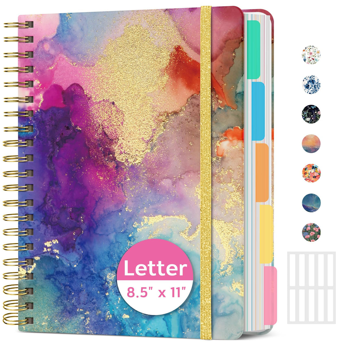 Taja Large Spiral Notebooks for Work 5 Subject with Removable Dividers