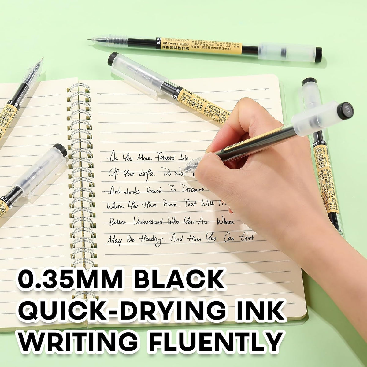 Japanese Style Black Gel Ink Pens, 0.35mm Extra Fine Point Japanese Stationery, No Smudge Quick Drying for Journal Planners Thin Notebook Paper, Office School Supplies, 12 Pack Writing Drawing
