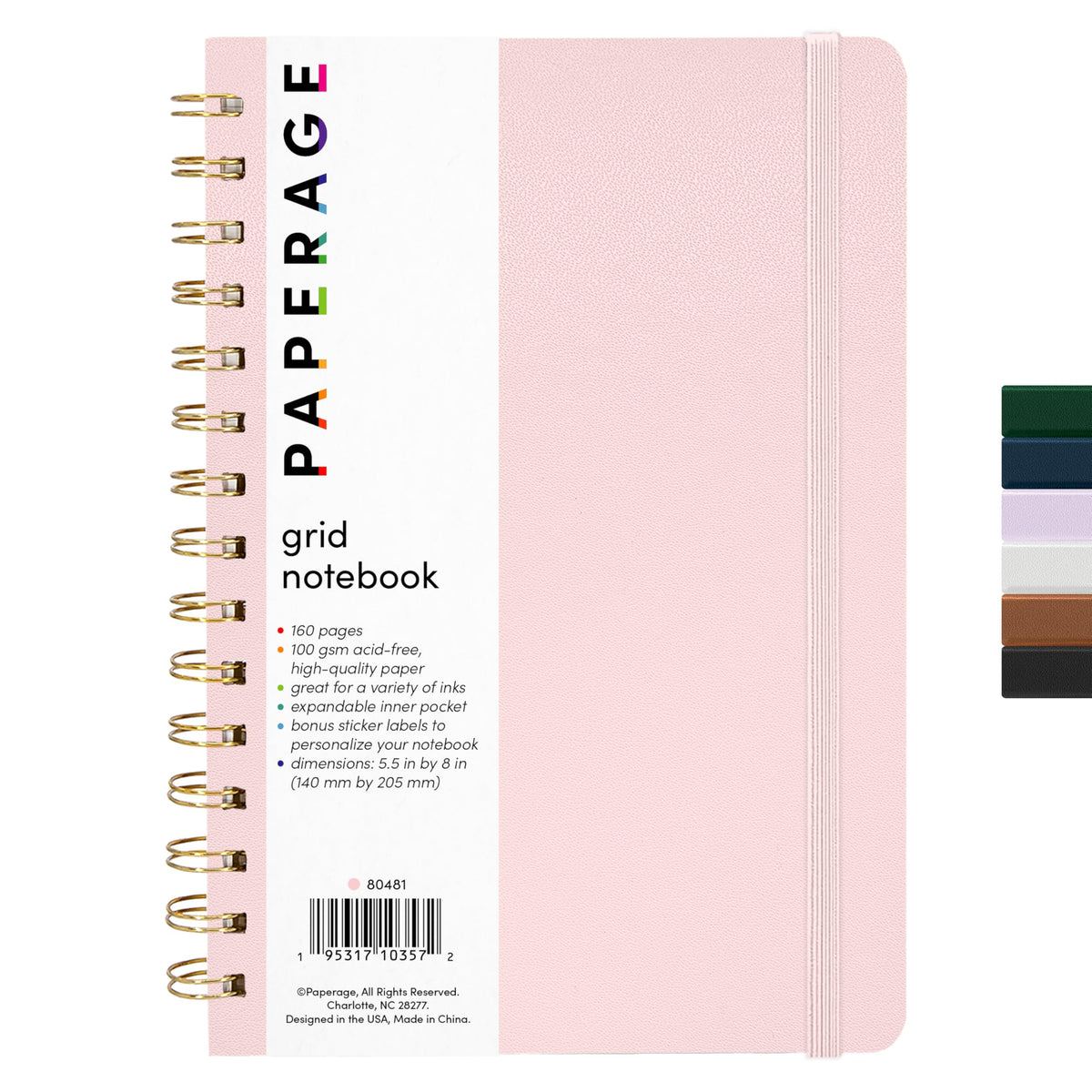 PAPERAGE Lined Spiral Journal Notebook, (Navy, Olive Green, Kraft), 3 Pack, 160 Pages, Medium 5.5 inches x 8 inches - 100 GSM Thick Paper, Hardcover, Double-Wire Spiral Journal & Notebook